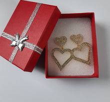 Load image into Gallery viewer, VINNELTECH FASHION DIAMOND HEART EARRINGS WOMEN DOUBLE DANGLING HEART EARRINGS JEWELLERY
