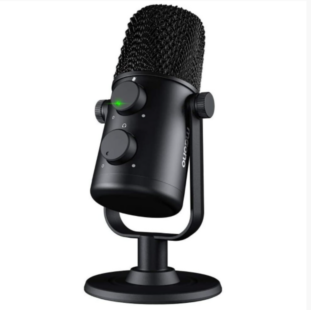 USB Microphone MAONO AU-902 Cardioid Condenser Podcast Mic with Dual Volume Control, Mute Button, Monitor Headphone Jack, Plug and Play for Vocal