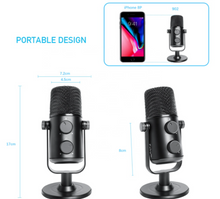 Load image into Gallery viewer, USB Microphone MAONO AU-902 Cardioid Condenser Podcast Mic with Dual Volume Control, Mute Button, Monitor Headphone Jack, Plug and Play for Vocal
