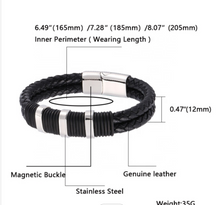 Load image into Gallery viewer, BLACK LEATHER BUCKLE BRACELET
